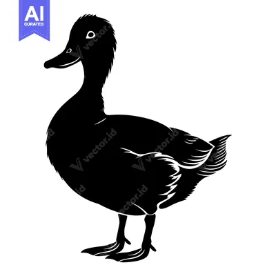 Aset premium populer: Black and White Silhouette of a Duck