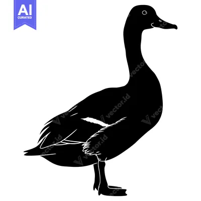 Black and White Silhouette of a Duck