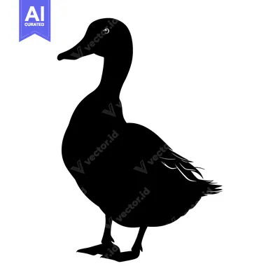 Popular premium asset: Black and White Silhouette of a Duck Standing on One Leg