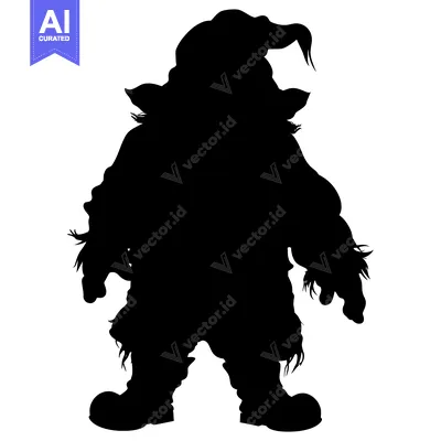 Popular premium asset: Silhouette of a Fuzzy, Pointed-Hatted Gnome