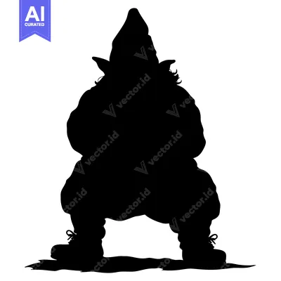 Premium design asset: Silhouette of a Gnome Sitting with a Pointed Hat