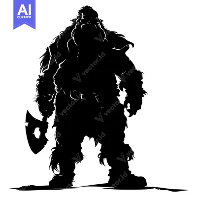 Silhouette of a Barbarian Holding an Axe