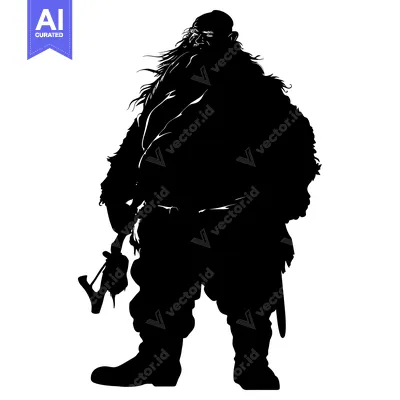 Aset premium populer: Silhouette of a Bearded Man Holding an Axe