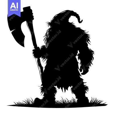 Popular premium asset: A Silhouette of a Furry Giant Holding a Large Axe