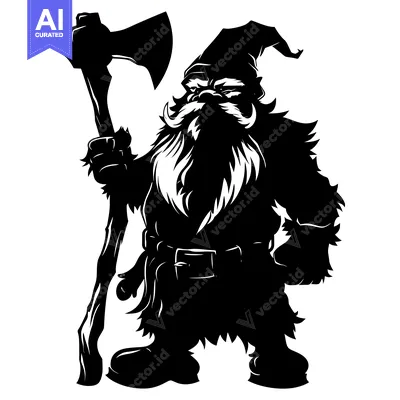 Popular premium asset: Silhouette of a Dwarf Holding an Axe