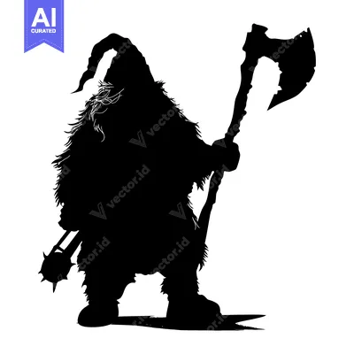 Popular premium asset: Silhouette of a Furry Warrior with an Axe and a Spiked Club