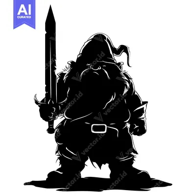 Popular premium asset: Silhouette of a Dwarf Warrior Holding a Sword