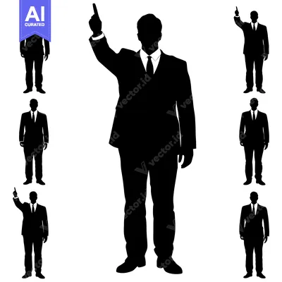 Aset premium populer: Silhouettes of Men in Suits Pointing Upwards