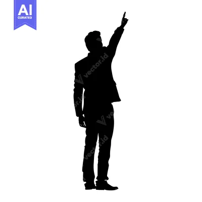 Premium design asset: Silhouette of a Man in a Suit Pointing Upward