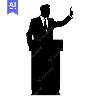 Premium design asset: Silhouette of a Man Speaking at a Podium