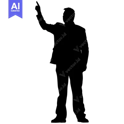 Aset premium populer: Silhouette of a Man Pointing Upward with His Right Hand