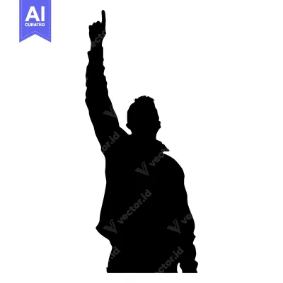Aset premium populer: Silhouette of a Man with One Arm Raised
