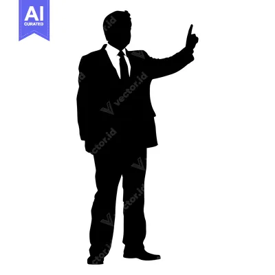 Aset premium populer: Silhouette of a Man in a Suit Pointing Upwards