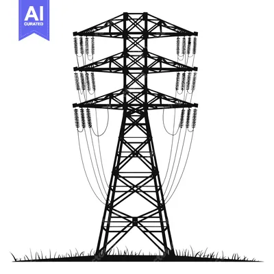 Premium design asset: Black and White Silhouette of an Electric Power Tower