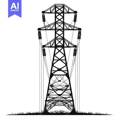 Aset premium populer: Black and White Silhouette of a Tall Power Transmission Tower