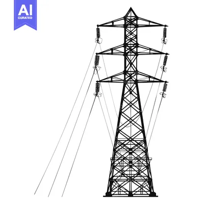 Aset desain premium: Silhouette of an Electric Power Transmission Tower