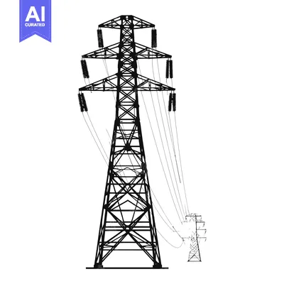 Aset premium populer: Silhouette of a Power Line Tower with Power Lines