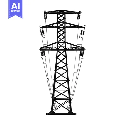 Aset premium populer: Black Silhouette of a Power Transmission Tower