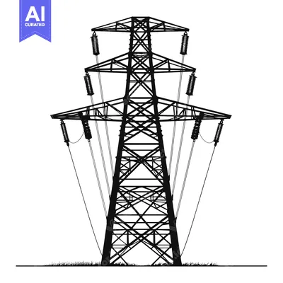 Aset desain premium: Silhouette of a Tall Power Transmission Tower