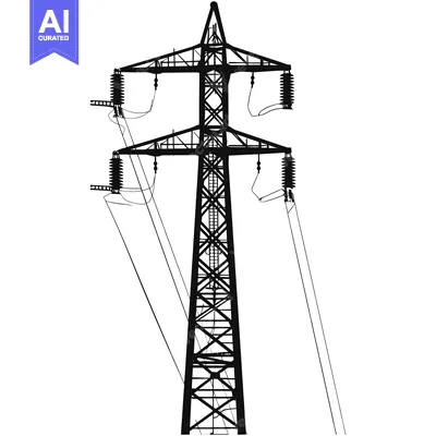 Popular premium asset: Black and White Silhouette of an Electrical Power Transmission Tower