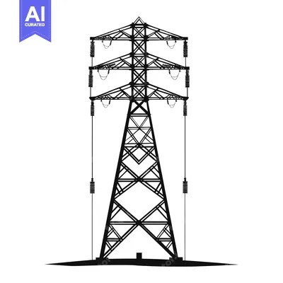 Silhouette of an Electricity Pylon with Insulators