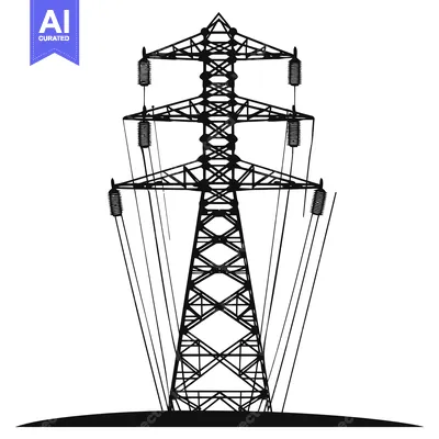 Aset premium populer: Black and White Silhouette of a Tall Power Transmission Tower