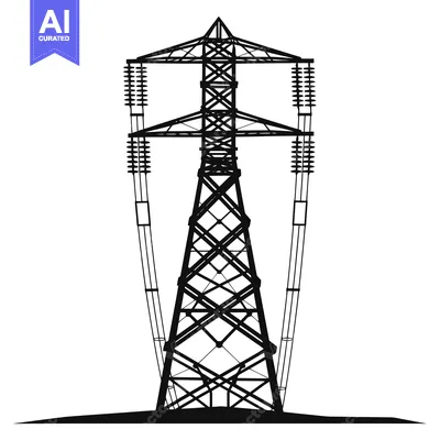 Popular premium asset: Silhouette of a Tall Power Transmission Tower with Insulators