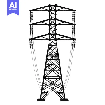 Aset premium populer: Black Silhouette of an Electrical Power Transmission Tower