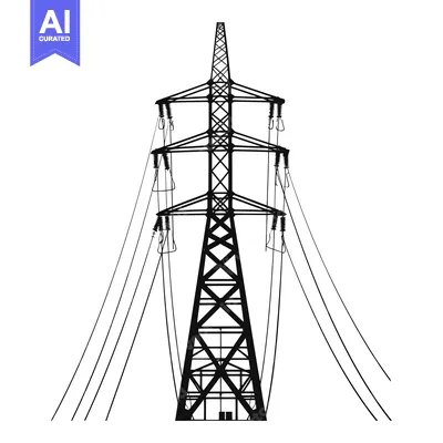 Premium design asset: Black and White Silhouette of an Electricity Transmission Tower