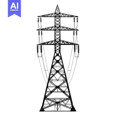 Aset desain premium: A Black and White Silhouette of an Electrical Transmission Tower
