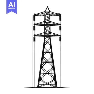 Aset premium populer: Black and white illustration of an electricity pylon