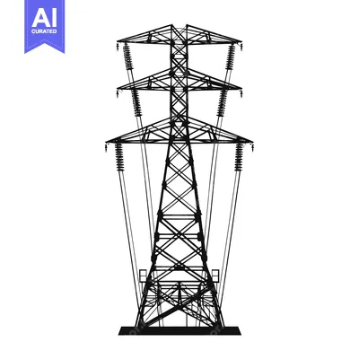 Popular premium asset: Black and White Silhouette of an Electricity Transmission Tower