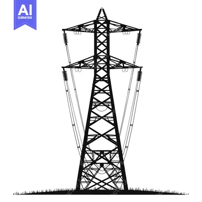 Black and White Silhouette of an Electric Power Transmission Tower