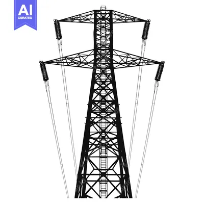Aset premium populer: Black and White Silhouette of a Power Transmission Tower