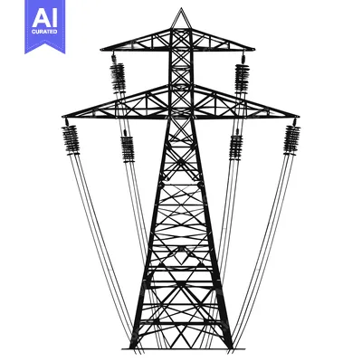 Aset premium populer: A Silhouette of a Tall Steel Electric Power Transmission Tower
