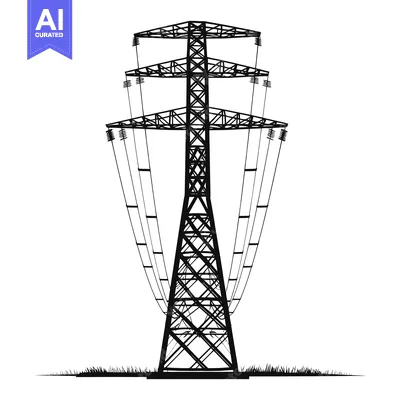 Popular premium asset: Black and White Silhouette of a Power Line Tower with Wires
