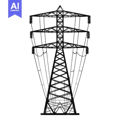Aset premium populer: Silhouette of a Tall Power Transmission Tower with Wires