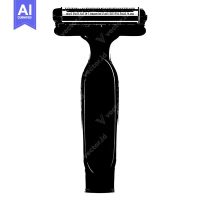 Popular premium asset: Black and white silhouette of a disposable razor