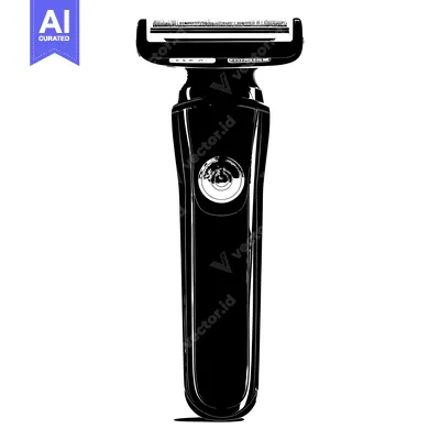 Aset desain premium: Black and white illustration of an electric razor
