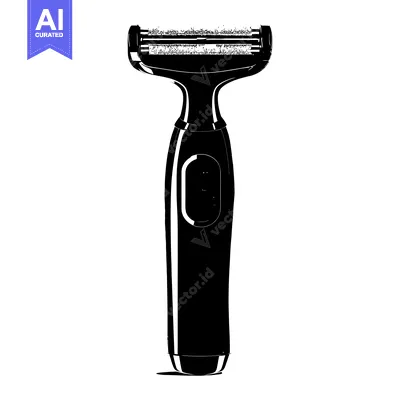 Aset desain premium: Black and White Illustration of an Electric Razor