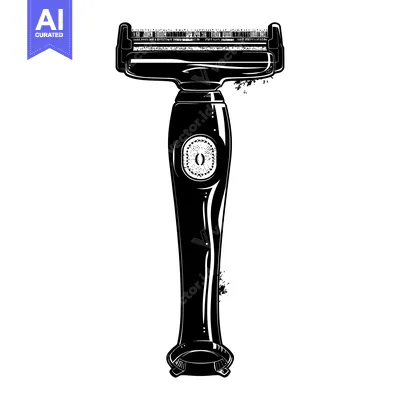 Aset premium populer: Black and White Illustration of a Razor with a Decorative Design