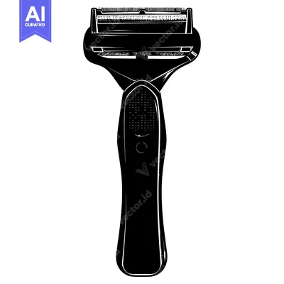 Aset desain premium: Black and White Illustration of a Disposable Razor