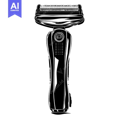 Popular premium asset: Black and white illustration of a shaver with a power button