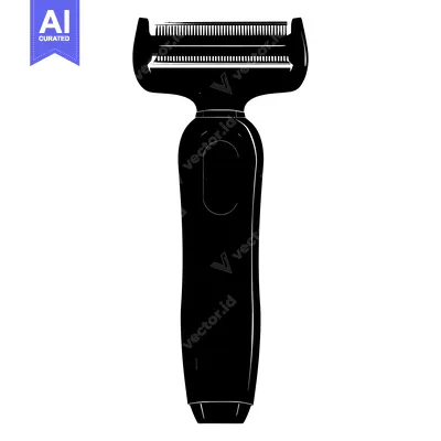 Popular premium asset: Black and white silhouette of an electric razor