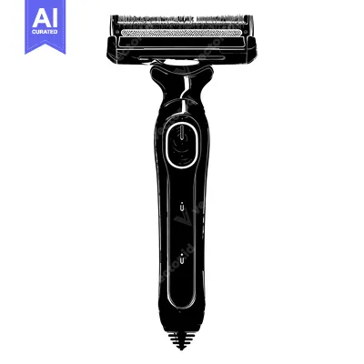 Aset premium populer: Black and White Illustration of a Modern Electric Razor