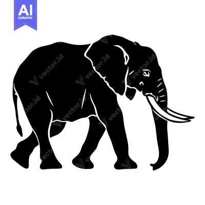 Aset premium populer: A Silhouette of an African Elephant Walking