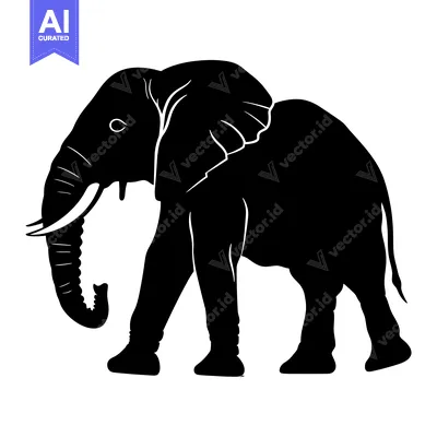 Aset premium populer: Black Silhouette of an Elephant Walking