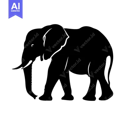 Premium design asset: Silhouette of an Elephant Walking in a Simple Style