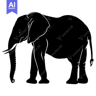 Popular premium asset: Black and White Silhouette of an Elephant