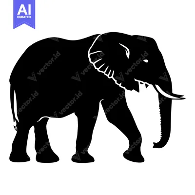 Aset premium populer: Black Silhouette of an Elephant Walking